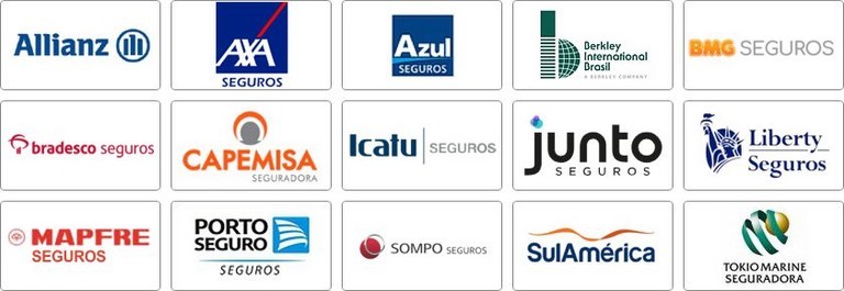 Allianz, Axa, Azul, Berkley, BMG, Bradesco, Capemisa, Icatu, Junto, Liberty, Mapfre,Porto, Sompo, Sulamerica, Tokio